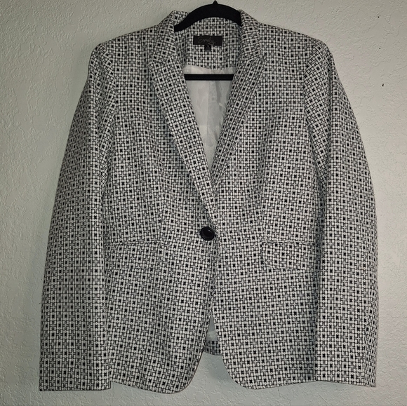 Emily White Black Business One Button Front Jacket Size 10 - Picture 1 of 13